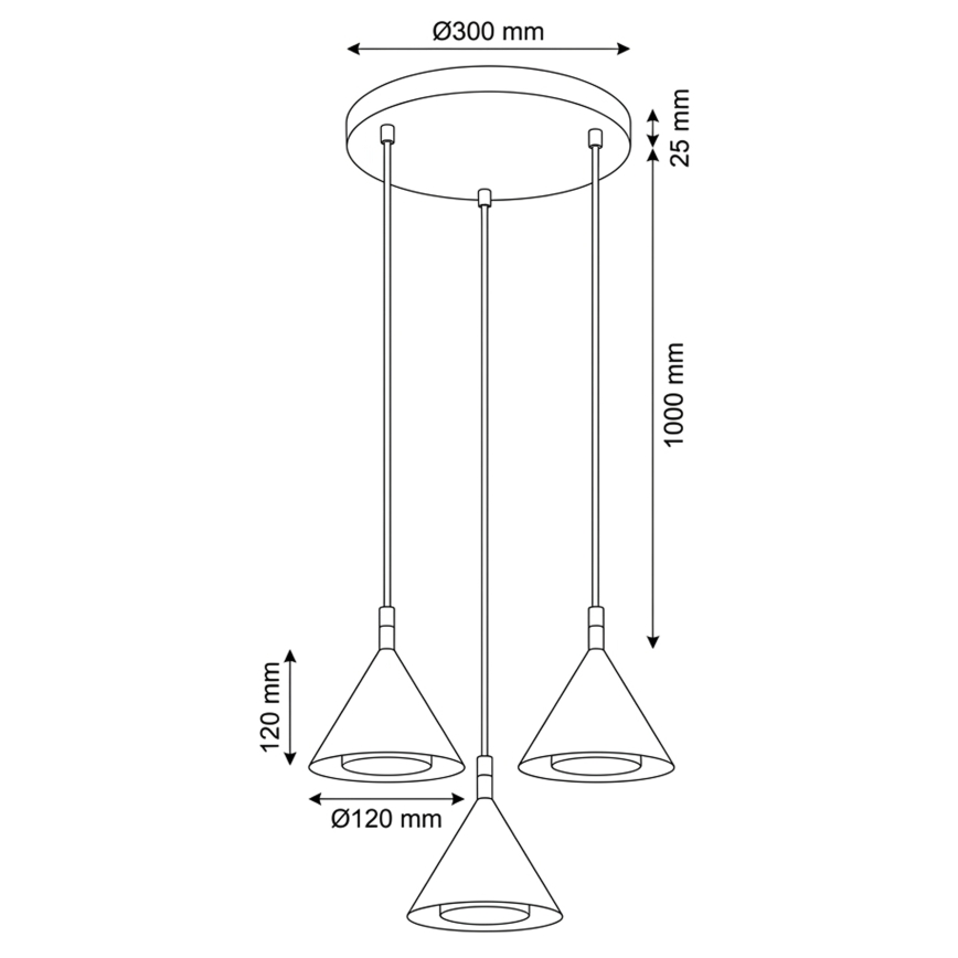 BRILAGI - LED Luster na sajli CONE TRIPLE ROUND 3xGX53/15W/230V zlatna