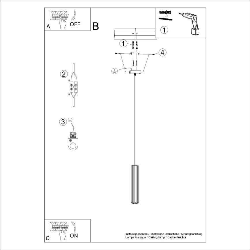 Brilagi - LED luster na sajli CRESTO 1xGU10/10W/230V zlatna