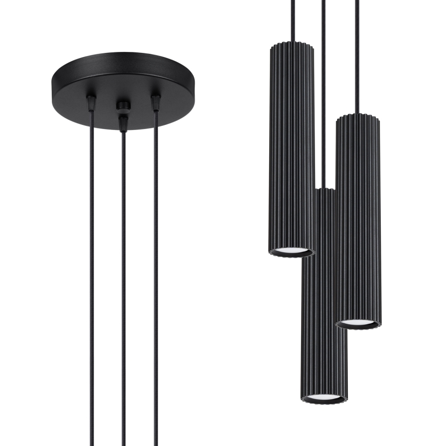 Brilagi - LED luster na sajli CRESTO 3xGU10/10W/230V crna