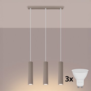 Brilagi - LED luster na sajli CRESTO 3xGU10/10W/230V taupe