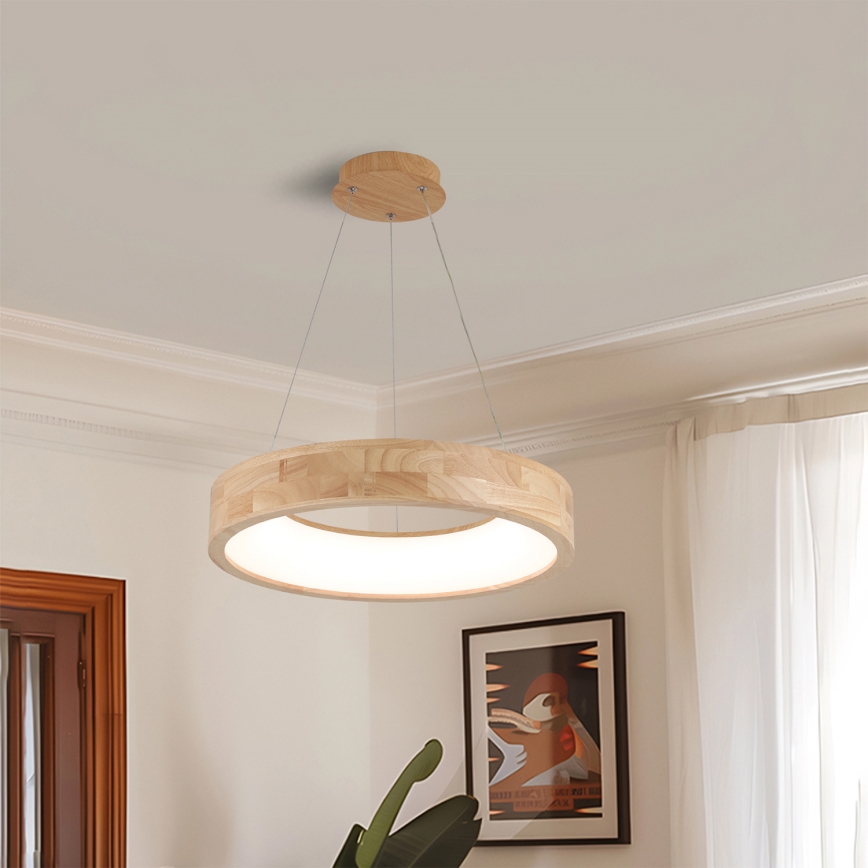 Brilagi - drveni LED luster na sajli FALCON WOOD LED/30W/230V 3000/4000/6000K prečnik 45 cm