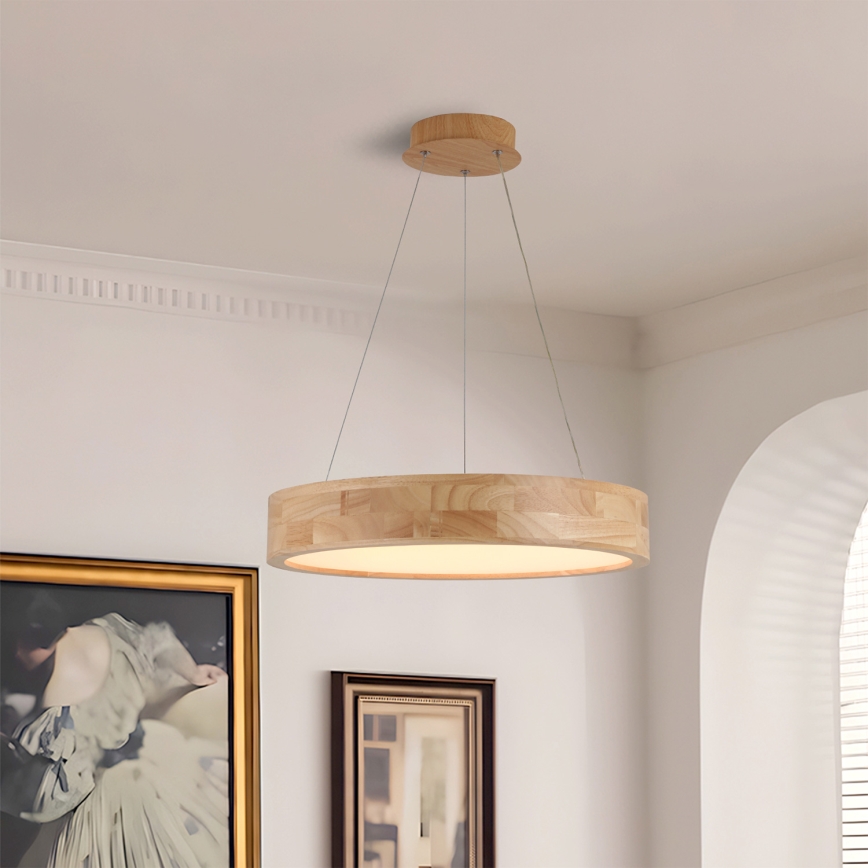 Brilagi - drveni LED luster na sajli FALCON WOOD LED/30W/230V 3000/4000/6000K prečnik 45 cm
