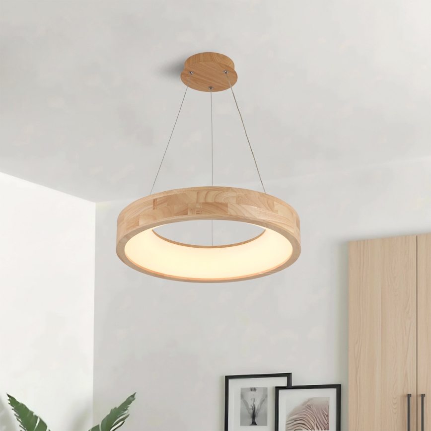 Brilagi - drveni LED luster na sajli FALCON WOOD LED/30W/230V 3000/4000/6000K prečnik 45 cm
