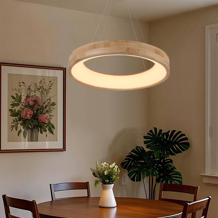 Brilagi - LED luster na sajli FALCON WOOD LED/40W/230V 3000/4000/6000K, prečnik 60 cm, drvo