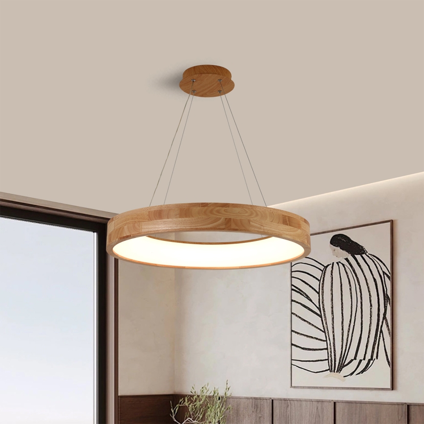 Brilagi - LED luster na sajli FALCON WOOD LED/40W/230V 3000/4000/6000K, prečnik 60 cm, drvo