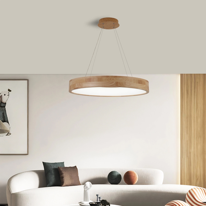 Brilagi - LED luster na sajli FALCON WOOD LED/40W/230V 3000/4000/6000K, prečnik 60 cm, drvo