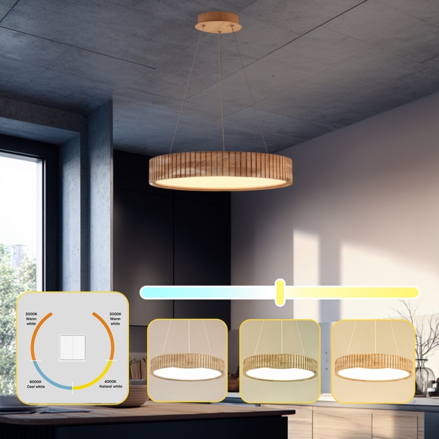 Brilagi - LED luster na sajli FALCON WOOD MODERN LED/30W/230V 3000/4000/6000K prečnik 45 cm drvo