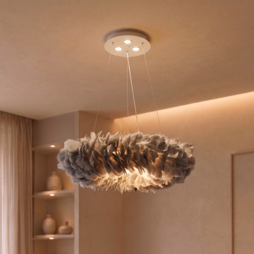 BRILAGI - LED luster na sajli FEATHER, 3x E27 (maks. 40W) / 230V + 3x LED 3W, Ø 50 cm, u sivoj boji