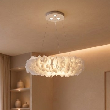 BRILAGI - LED luster na sajli FEATHER 3xE27/40W/230V + 3xLED/3W prečnik 50 cm bela