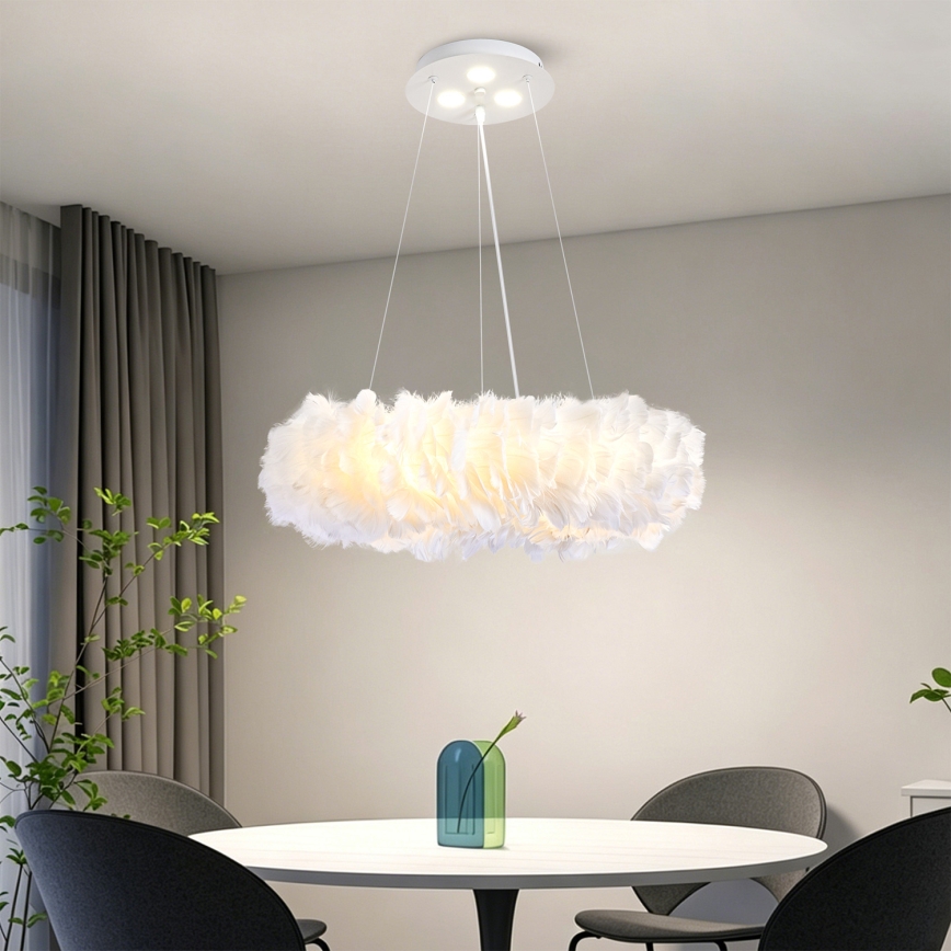 BRILAGI - LED luster na sajli FEATHER 3xE27/40W/230V + 3xLED/3W prečnik 50 cm bela