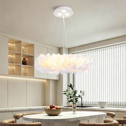 BRILAGI - LED luster na sajli FEATHER 3xE27/40W/230V + 3xLED/3W prečnik 50 cm bela
