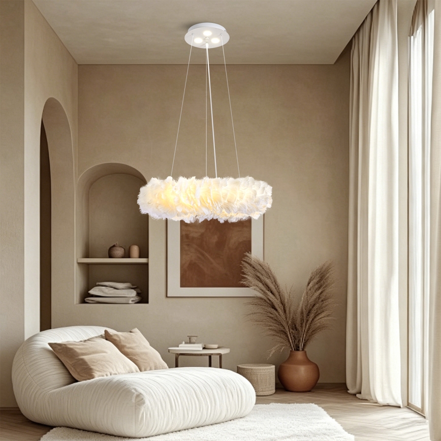 BRILAGI - LED luster na sajli FEATHER 3xE27/40W/230V + 3xLED/3W prečnik 50 cm bela