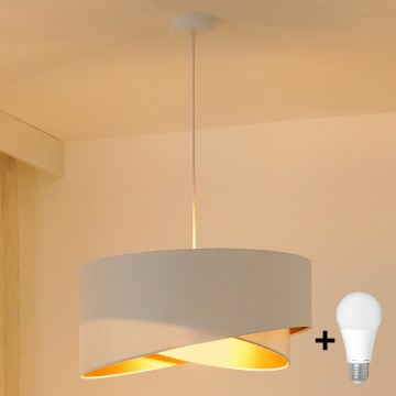 Brilagi - LED luster na sajli LYRA 1xE27/15W/230V bela/zlatna