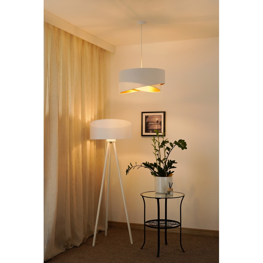 Brilagi - LED luster na sajli LYRA 1xE27/15W/230V bela/zlatna