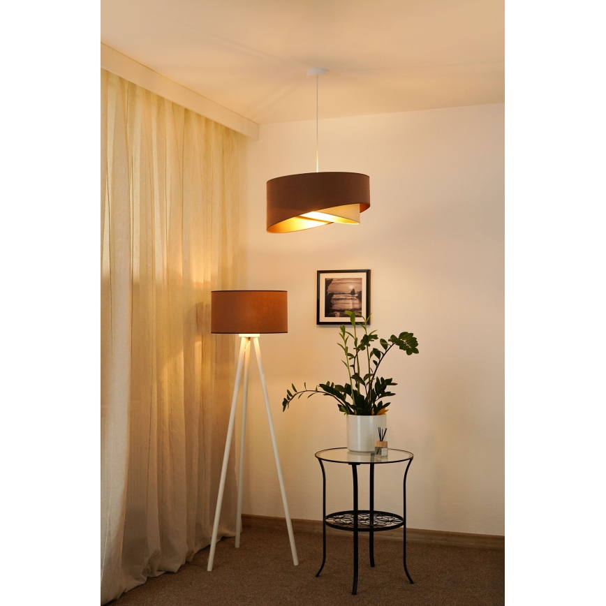 Brilagi - LED luster na sajli LYRA 1xE27/15W/230V braon/krem/zlatna