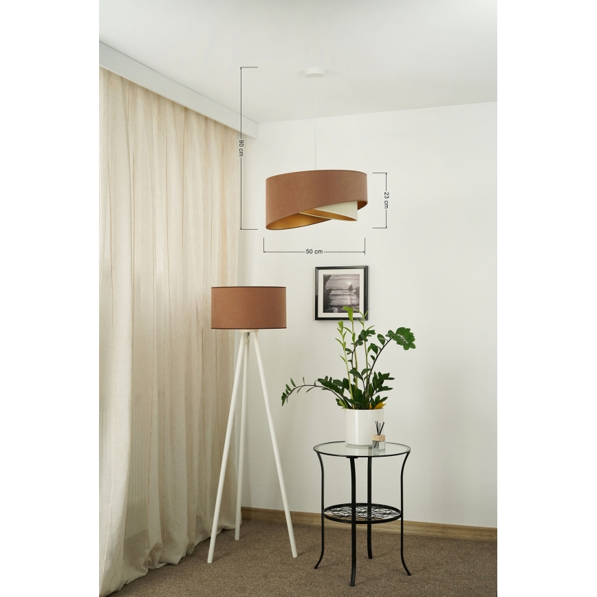 Brilagi - LED luster na sajli LYRA 1xE27/15W/230V braon/krem/zlatna