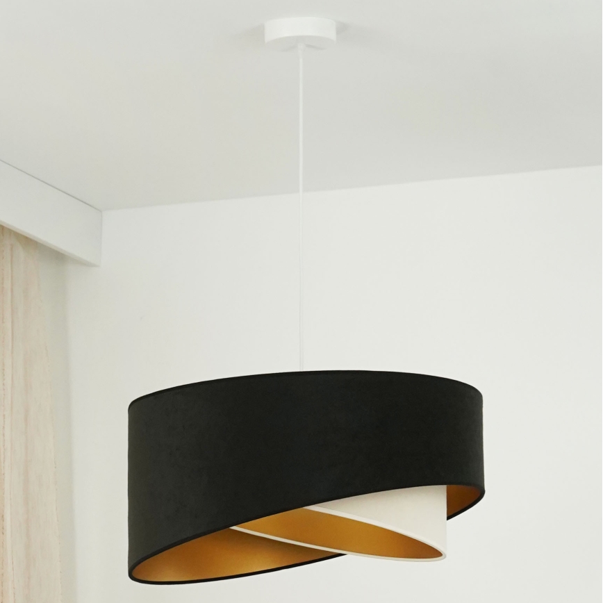 Brilagi - LED luster na sajli LYRA 1xE27/15W/230V crna/krem/zlatna