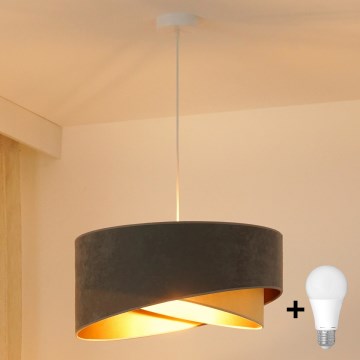 Brilagi - LED luster na sajli LYRA 1xE27/15W/230V siva/bež/zlatna