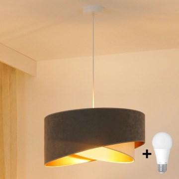 Brilagi - LED luster na sajli LYRA 1xE27/15W/230V siva/krem/zlatna