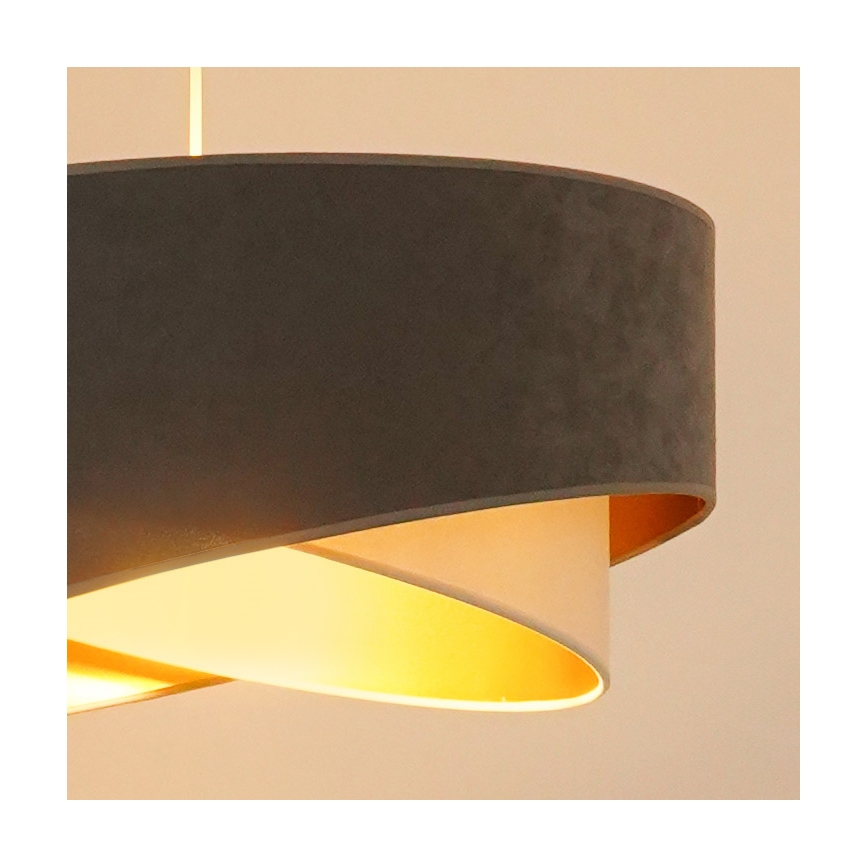 Brilagi - LED luster na sajli LYRA 1xE27/15W/230V siva/krem/zlatna