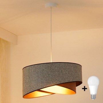 Brilagi - LED luster na sajli LYRA 1xE27/15W/230V siva/krem/zlatna