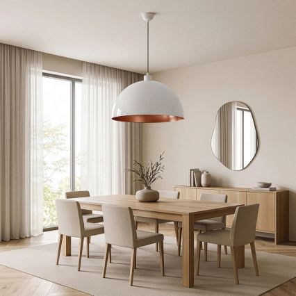 BRILAGI - LED luster na sajli METALO 1xE27/40W/230V prečnik 60 cm bela/bakarna