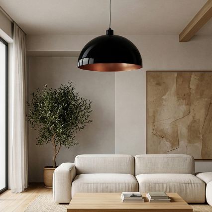 BRILAGI - LED luster na sajli METALO 1xE27/40W/230V prečnik 60 cm crna/bakarna