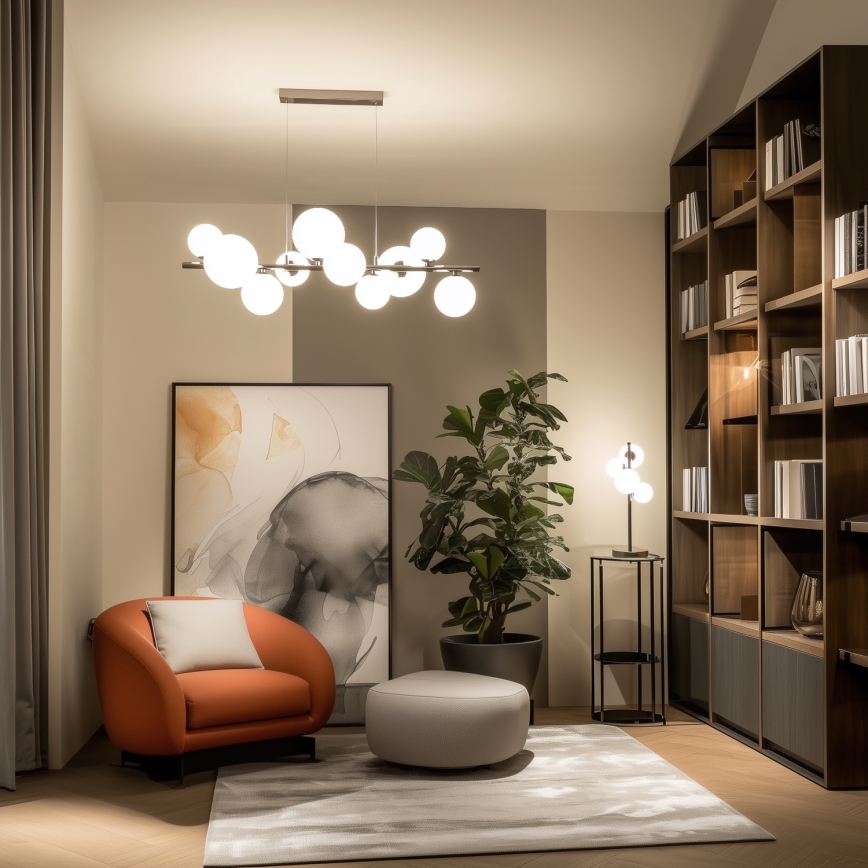 Brilagi - LED luster na sajli MILLA 10xG9/3W/230V crni hrom/bela
