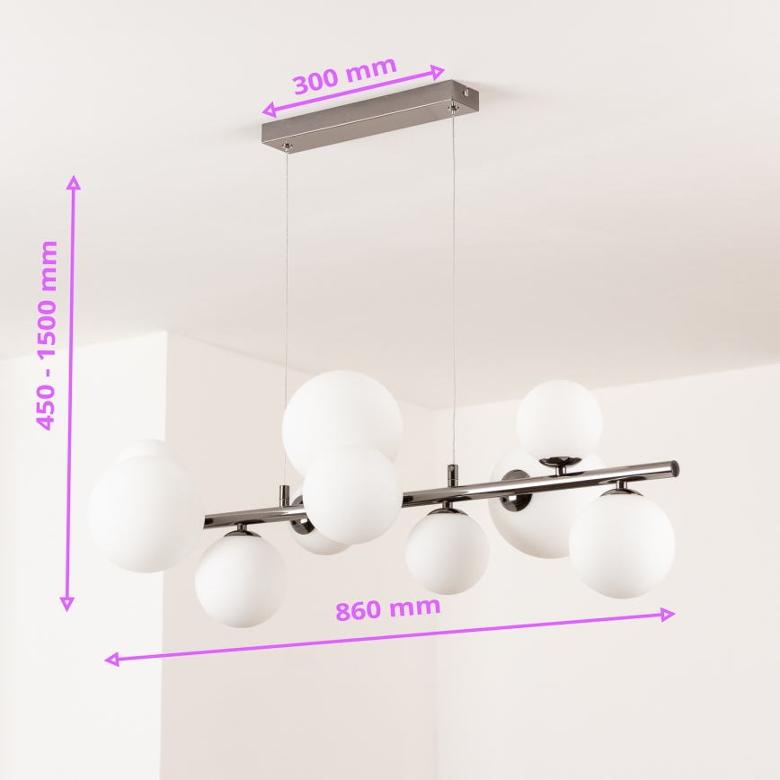 Brilagi - LED luster na sajli MILLA 10xG9/3W/230V crni hrom/bela