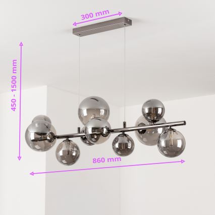 Brilagi - LED luster na sajli MILLA 10xG9/3W/230V crni hrom/dimljeno