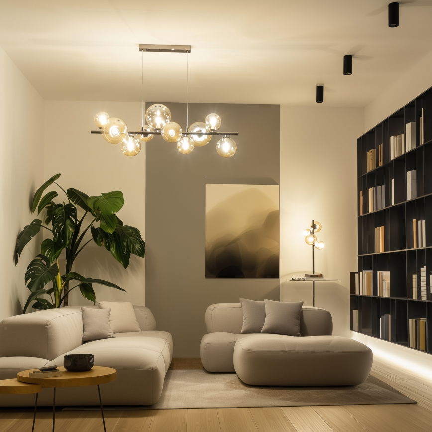 Brilagi - LED luster na sajli MILLA 10xG9/3W/230V crni hrom/zlatna