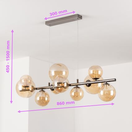 Brilagi - LED luster na sajli MILLA 10xG9/3W/230V crni hrom/zlatna