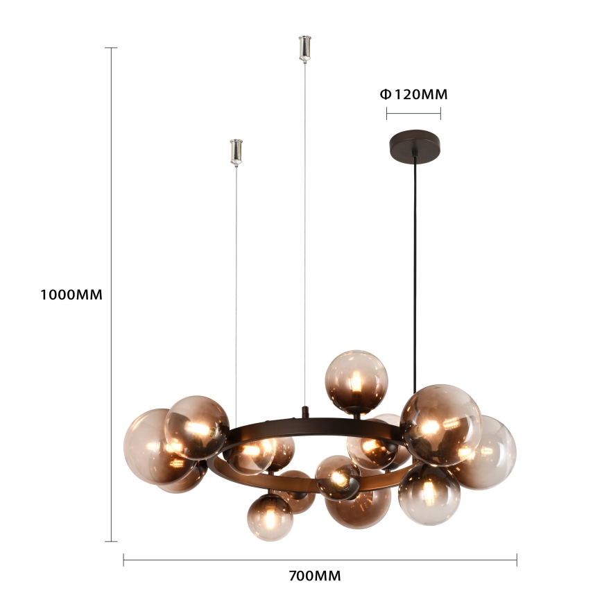 Brilagi - LED luster na sajli MILLA 15xG9/3W/230V braon/dimljeno braon