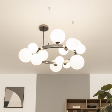 Brilagi - LED luster na sajli MILLA 15xG9/3W/230V crni hrom/bela