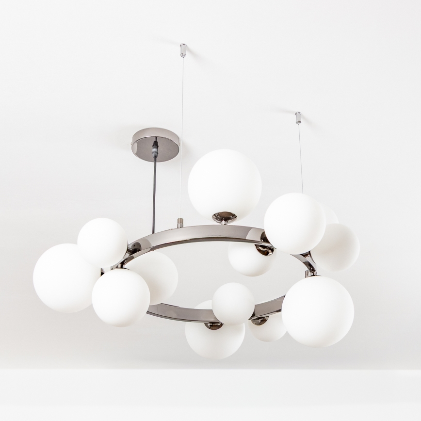 Brilagi - LED luster na sajli MILLA 15xG9/3W/230V crni hrom/bela