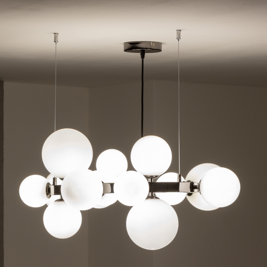 Brilagi - LED luster na sajli MILLA 15xG9/3W/230V crni hrom/bela