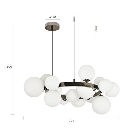 Brilagi - LED luster na sajli MILLA 15xG9/3W/230V crni hrom/bela