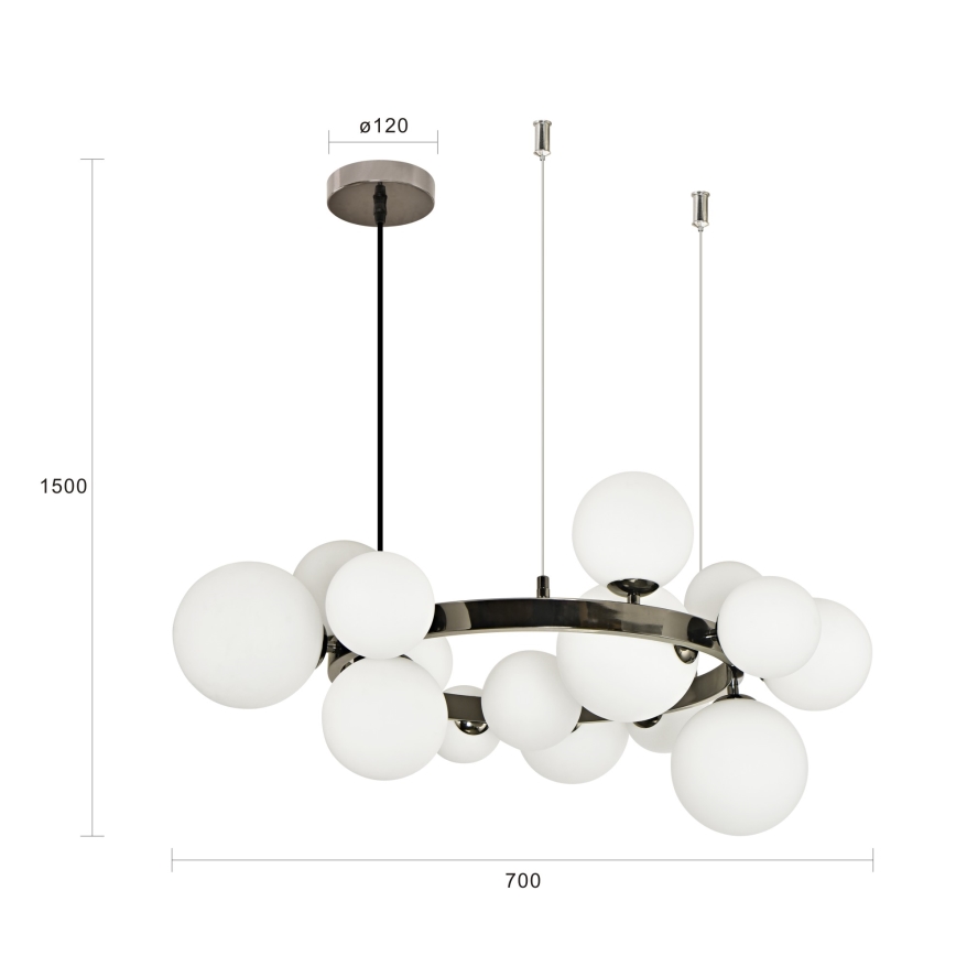 Brilagi - LED luster na sajli MILLA 15xG9/3W/230V crni hrom/bela