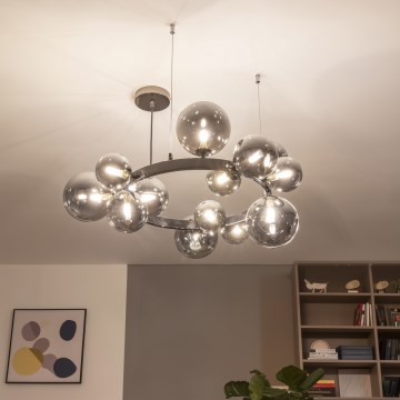 Brilagi - LED luster na sajli MILLA 15xG9/3W/230V crni hrom/zadimljeno staklo
