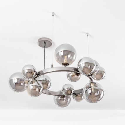 Brilagi - LED luster na sajli MILLA 15xG9/3W/230V crni hrom/zadimljeno staklo