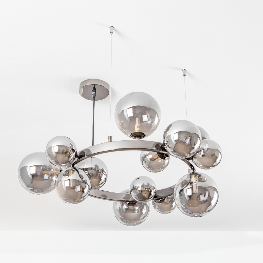 Brilagi - LED luster na sajli MILLA 15xG9/3W/230V crni hrom/zadimljeno staklo