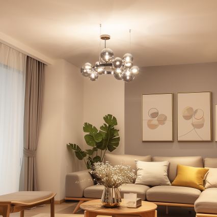 Brilagi - LED luster na sajli MILLA 15xG9/3W/230V crni hrom/zadimljeno staklo
