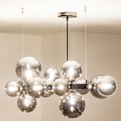 Brilagi - LED luster na sajli MILLA 15xG9/3W/230V crni hrom/zadimljeno staklo