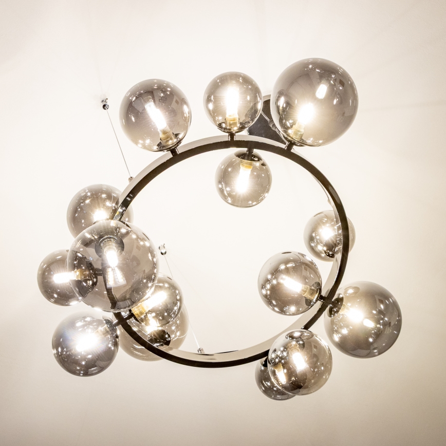 Brilagi - LED luster na sajli MILLA 15xG9/3W/230V crni hrom/zadimljeno staklo