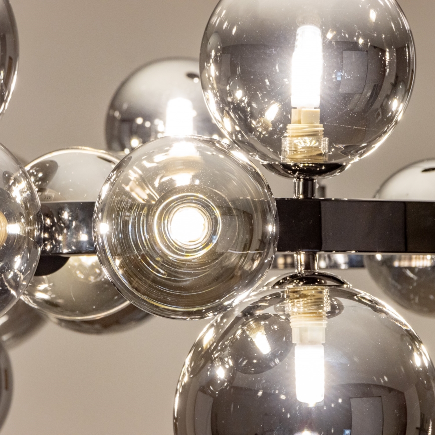 Brilagi - LED luster na sajli MILLA 15xG9/3W/230V crni hrom/zadimljeno staklo