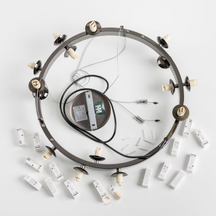 Brilagi - LED luster na sajli MILLA 15xG9/3W/230V crni hrom/zadimljeno staklo