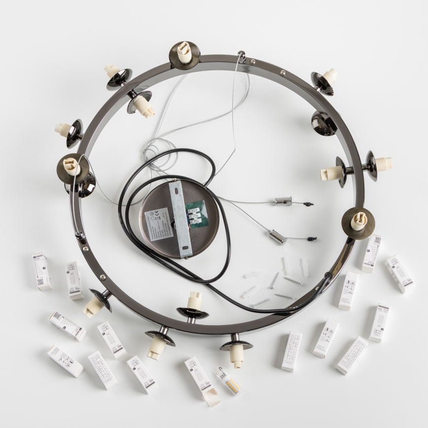 Brilagi - LED luster na sajli MILLA 15xG9/3W/230V crni hrom/zadimljeno staklo