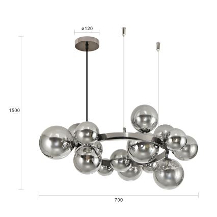 Brilagi - LED luster na sajli MILLA 15xG9/3W/230V crni hrom/zadimljeno staklo