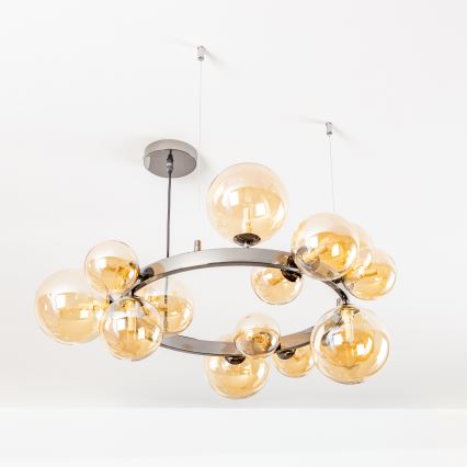 Brilagi - LED luster na sajli MILLA 15xG9/3W/230V crni hrom/zlatni