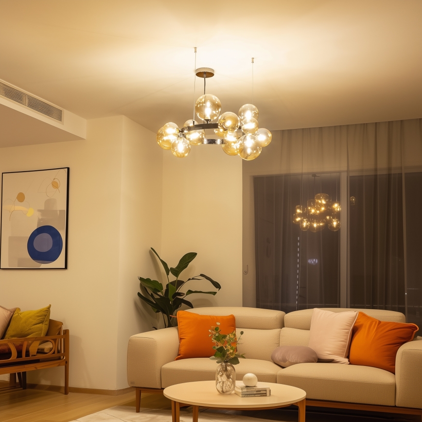 Brilagi - LED luster na sajli MILLA 15xG9/3W/230V crni hrom/zlatni